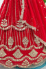 Regal Red Faux Georgette Heavy Embroidered Designer Lehenga Choli with Gold Zari Work and Dupatta
