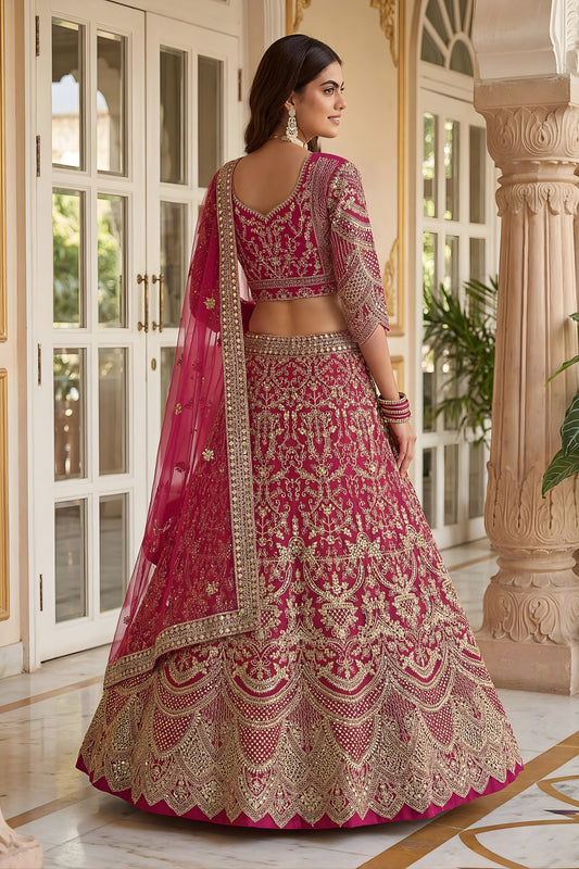 Elegant Red Butterfly Net Embroidered Bridal Lehenga Choli with Dupatta