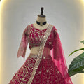 Elegant Red Butterfly Net Embroidered Bridal Lehenga Choli with Dupatta