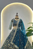 Stunning Teal Blue Butterfly Net Embroidered Bridal Lehenga Choli with Dupatta