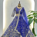 Fancy Royal Blue Butterfly Net Embroidered Bridal Lehenga Choli with Dupatta