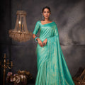 Elegant Teal Green Pure Kanjivaram Weaving Silk Saree for Women