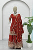 Luxury Maroon Silk Embroidered Palazzo Suit Designer Dupatta