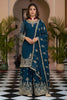 Royal Teal Blue Silk Embroidered Palazzo Suit Designer Dupatta