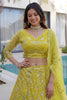 Beautiful Yellow Butterfly Net Heavy Embroidered Bridal Lehenga Choli with Dupatta