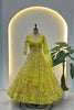 Beautiful Yellow Butterfly Net Heavy Embroidered Bridal Lehenga Choli with Dupatta