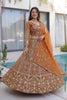 Awesome Rust Orange Butterfly Net Heavy Embroidered Bridal Lehenga Choli with Dupatta