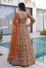Awesome Rust Orange Butterfly Net Heavy Embroidered Bridal Lehenga Choli with Dupatta
