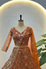 Awesome Rust Orange Butterfly Net Heavy Embroidered Bridal Lehenga Choli with Dupatta