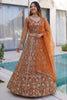 Awesome Rust Orange Butterfly Net Heavy Embroidered Bridal Lehenga Choli with Dupatta