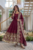 Maroon Embroidered Anarkali Suit Set Designer Dupatta Heavy Border Work