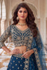 Stunning Teal Blue Embroidered Designer Lehenga Choli Set with Matching Dupatta for Wedding