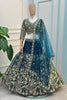Stunning Teal Blue Embroidered Designer Lehenga Choli Set with Matching Dupatta for Wedding