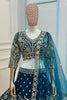 Stunning Teal Blue Embroidered Designer Lehenga Choli Set with Matching Dupatta for Wedding