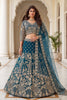 Stunning Teal Blue Embroidered Designer Lehenga Choli Set with Matching Dupatta for Wedding