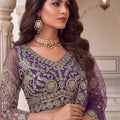 Superb Purple Embroidered Designer Lehenga Choli Set with Matching Dupatta for Wedding