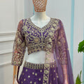 Superb Purple Embroidered Designer Lehenga Choli Set with Matching Dupatta for Wedding