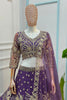 Superb Purple Embroidered Designer Lehenga Choli Set with Matching Dupatta for Wedding