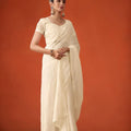 Off-White Embroidered Saree with Matching Blouse Party Wear Saree