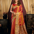 Stunning Rani Pink Tissue Silk Zari Weaving Saree