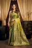 Graceful Olive Green Tissue Silk Zari Weaving Saree