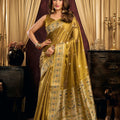 Royal Mustard Gold Tissue Silk Zari Weaving Saree