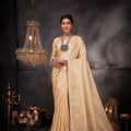 Elegant Beige Pure Kanjivaram Weaving Silk Saree for Women