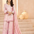Lovely Rose Pink Heavy Embroidered Chinon Party Wear Palazzo Suit with Dupatta