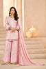 Lovely Rose Pink Heavy Embroidered Chinon Party Wear Palazzo Suit with Dupatta