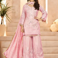 Lovely Rose Pink Heavy Embroidered Chinon Party Wear Palazzo Suit with Dupatta