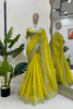 Yellow Georgette Saree with Silver Embroidery Work Designer Blouse
