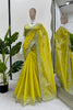 Yellow Georgette Saree with Silver Embroidery Work Designer Blouse