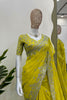 Yellow Georgette Saree with Silver Embroidery Work Designer Blouse