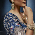 Silver Grey Embroidered Designer Saree Heavy Border Contrast Blouse