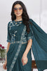 Elegant Teal Blue Designer Saree with Embroidered Blouse