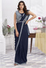 Elegant Navy Blue Designer Saree with Embroidered Blouse