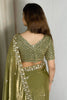 Olive Green Organza Silk Saree Heavy Sequins Embroidered Border Designer Blouse