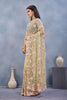 Pastel Yellow Floral Embroidered Net Saree with Designer Border