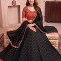 Stunning Black Multicolor Rayon Embroidery Work Designer Lehenga Choli with Dupatta