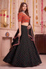 Stunning Black Multicolor Rayon Embroidery Work Designer Lehenga Choli with Dupatta