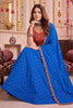 Elegant Royal Blue Multicolor Rayon Embroidery Work Designer Lehenga Choli with Dupatta