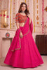 Stylish Rani Pink Multicolor Rayon Embroidery Work Designer Lehenga Choli with Dupatta