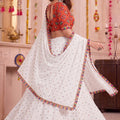 Traditional White Multicolor Rayon Embroidery Work Designer Lehenga Choli with Dupatta