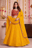 Glorious Yellow Multicolor Rayon Embroidery Work Designer Lehenga Choli with Dupatta