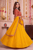 Glorious Yellow Multicolor Rayon Embroidery Work Designer Lehenga Choli with Dupatta