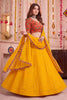 Glorious Yellow Multicolor Rayon Embroidery Work Designer Lehenga Choli with Dupatta