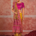 Premium Mustard Yellow Shana Silk Saree Kachhi Work for Women
