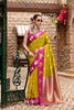  Mustard Yellow Magenta with Gold Zari Motifs and Rich Woven Border