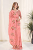 Peach Organza Saree with Floral Embroidery Designer Blouse