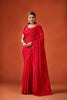 Red Embroidered Georgette Saree with Blouse Piece Party Wear Saree 